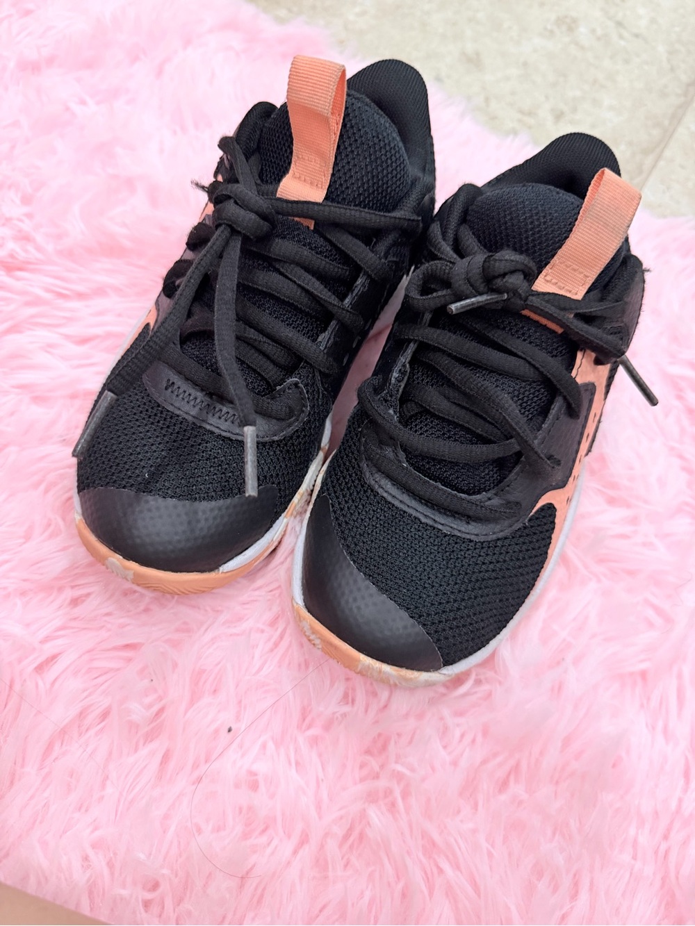 Under Armour Black and Coral Kids' Athletic Sneakers size 12